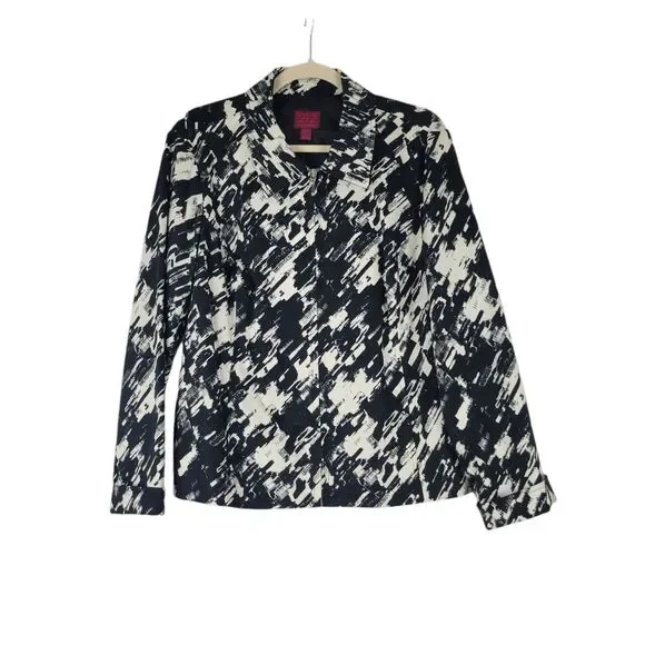 212 Collection Jacket Women's Size XL Black White Abstract Splatter Paint Modern - Picture 1 of 10